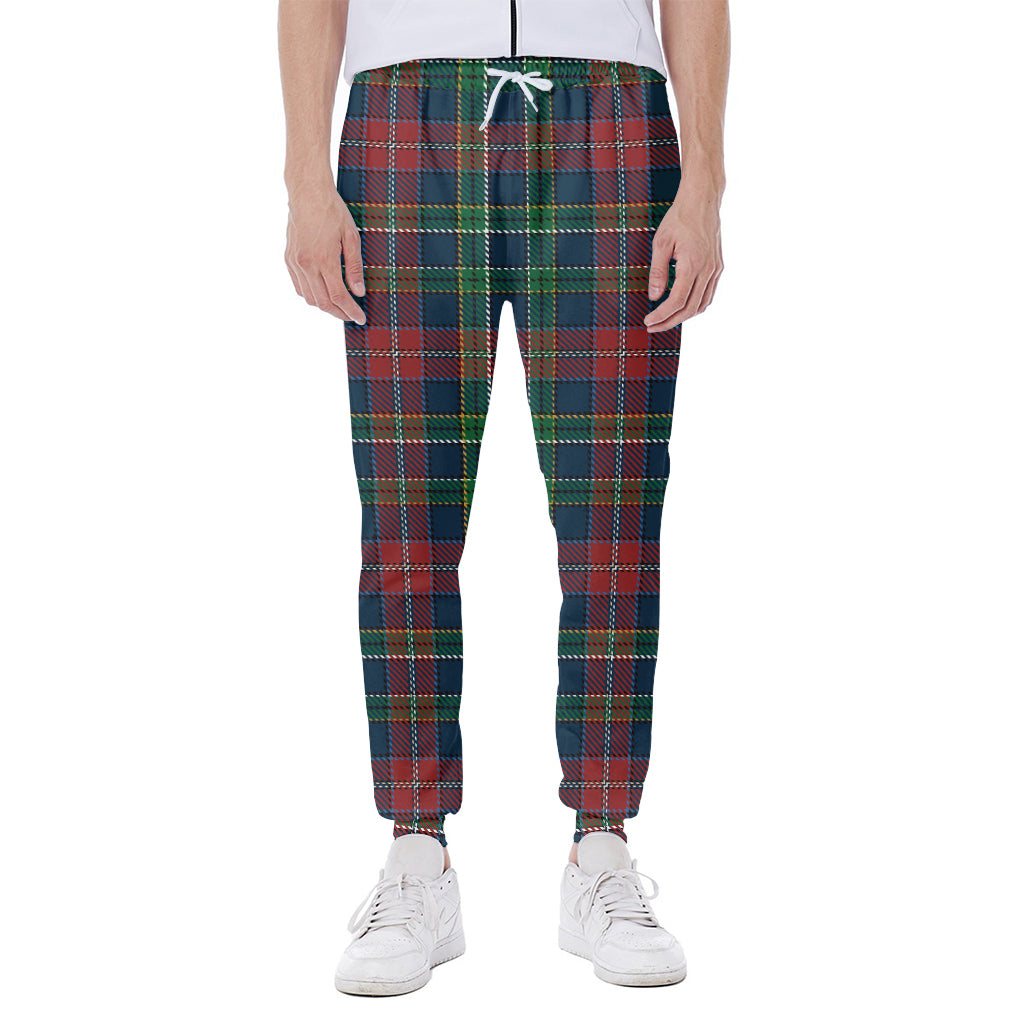 Blue Green And Red Scottish Plaid Print Scuba Joggers