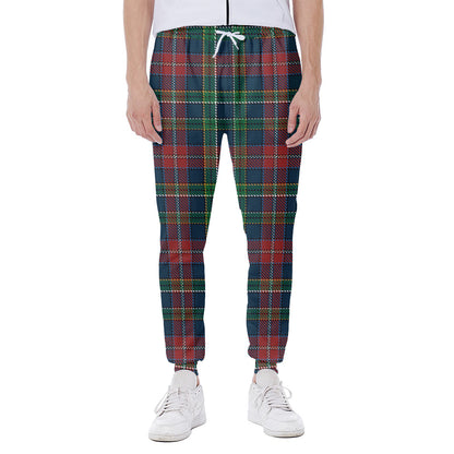Blue Green And Red Scottish Plaid Print Scuba Joggers