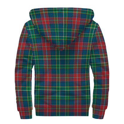 Blue Green And Red Scottish Plaid Print Sherpa Lined Zip Up Hoodie