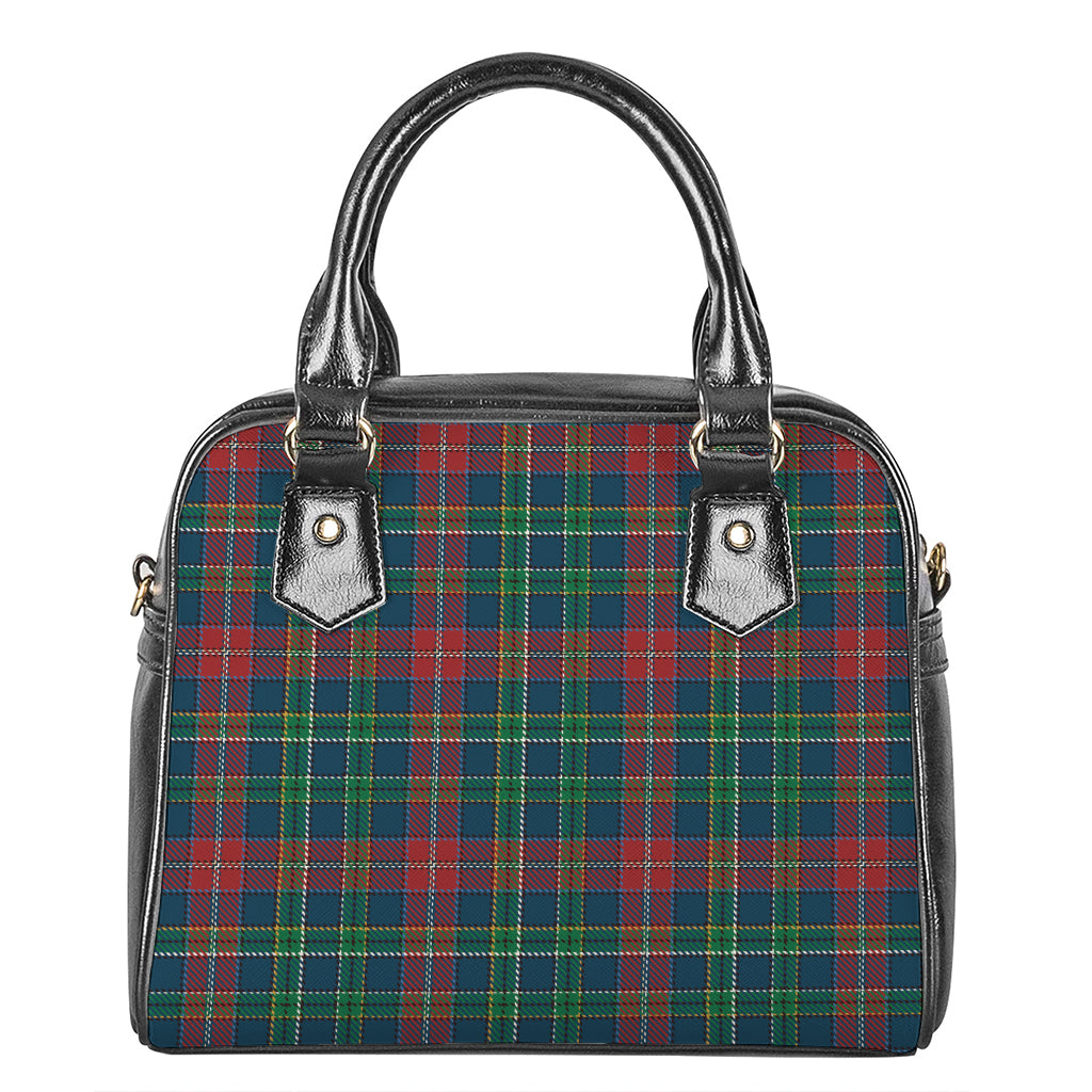 Blue Green And Red Scottish Plaid Print Shoulder Handbag