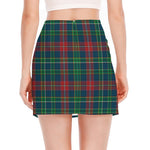 Blue Green And Red Scottish Plaid Print Side Slit Mini Skirt