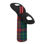 Blue Green And Red Scottish Plaid Print Single Neoprene Wine Tote