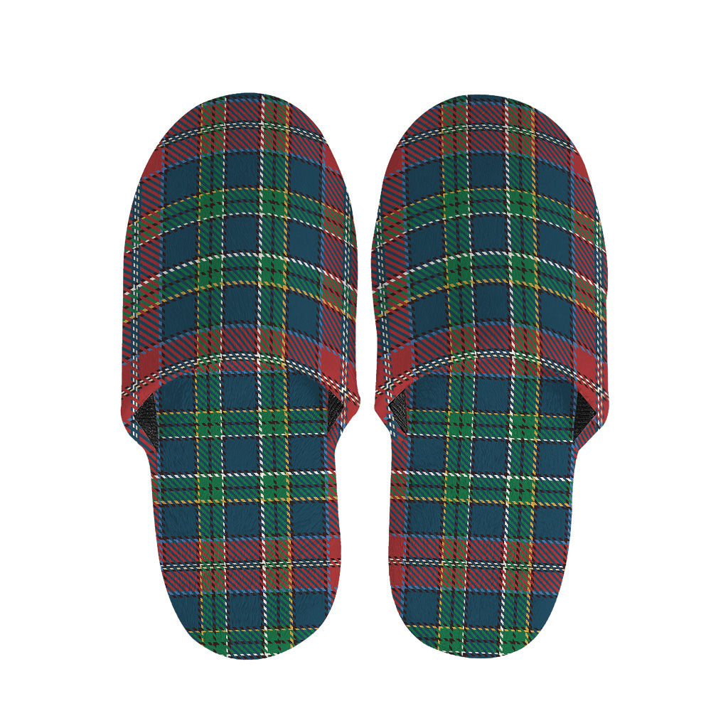 Blue Green And Red Scottish Plaid Print Slippers
