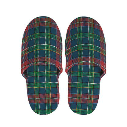 Blue Green And Red Scottish Plaid Print Slippers