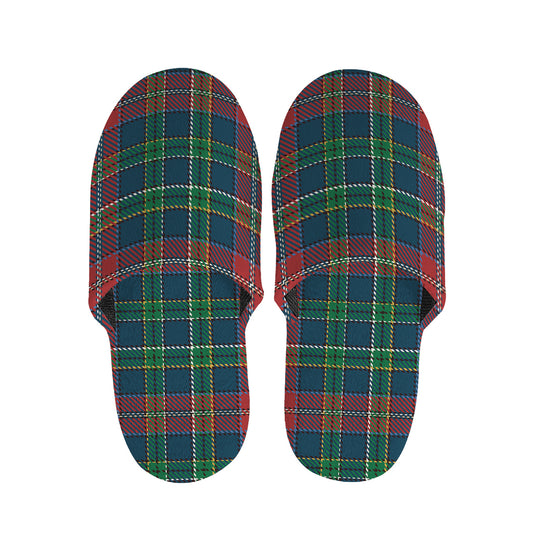Blue Green And Red Scottish Plaid Print Slippers