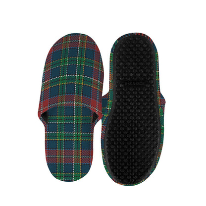 Blue Green And Red Scottish Plaid Print Slippers