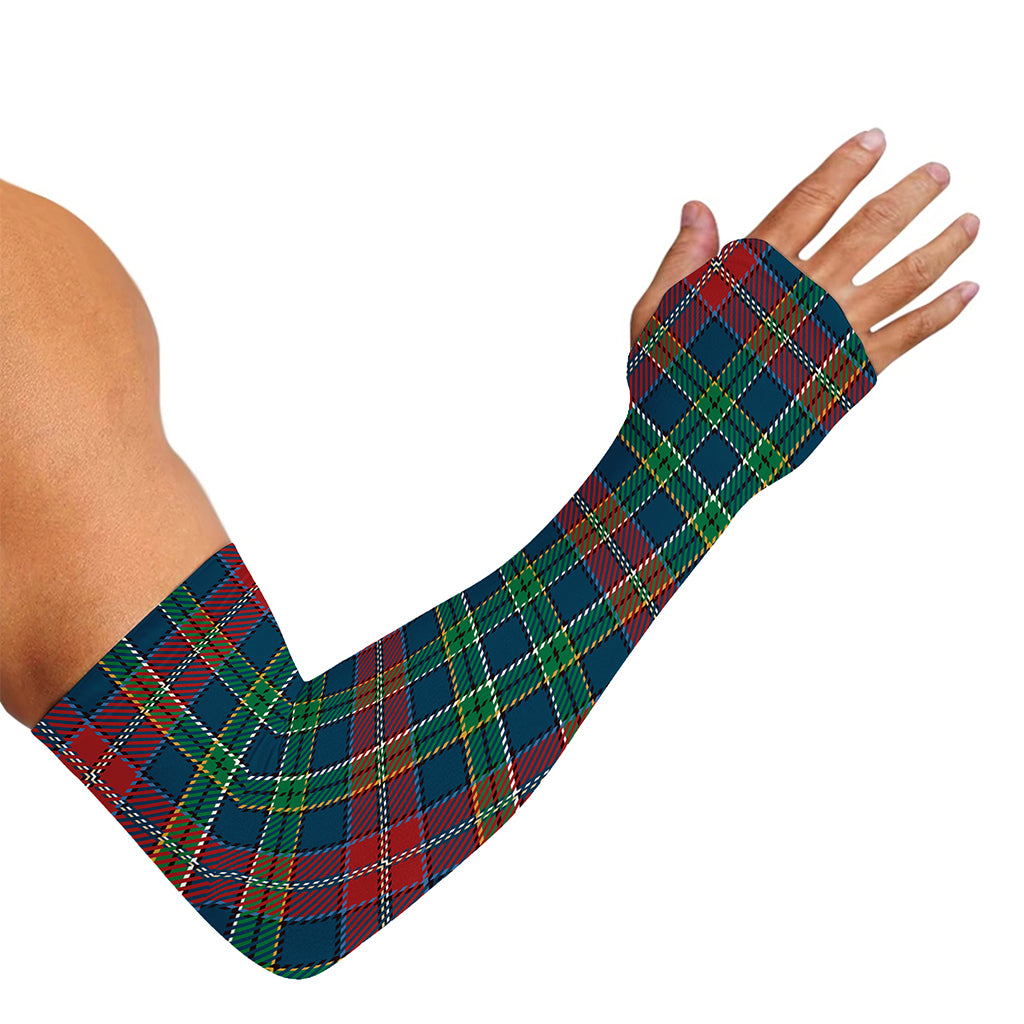 Blue Green And Red Scottish Plaid Print Sun Protection Arm Sleeves