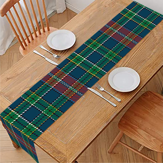 Blue Green And Red Scottish Plaid Print Table Runner