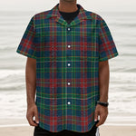 Blue Green And Red Scottish Plaid Print Textured Short Sleeve Shirt