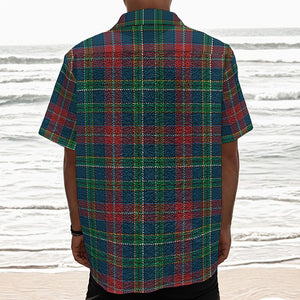 Blue Green And Red Scottish Plaid Print Textured Short Sleeve Shirt