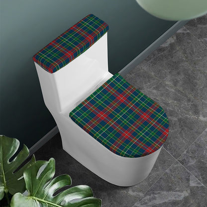 Blue Green And Red Scottish Plaid Print Toilet Lid And Tank Cover Set