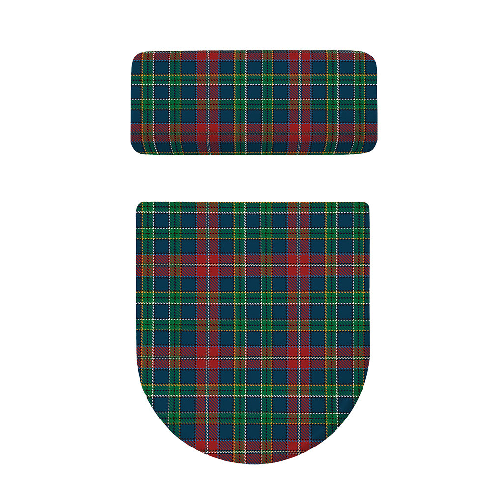 Blue Green And Red Scottish Plaid Print Toilet Lid And Tank Cover Set