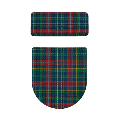 Blue Green And Red Scottish Plaid Print Toilet Lid And Tank Cover Set