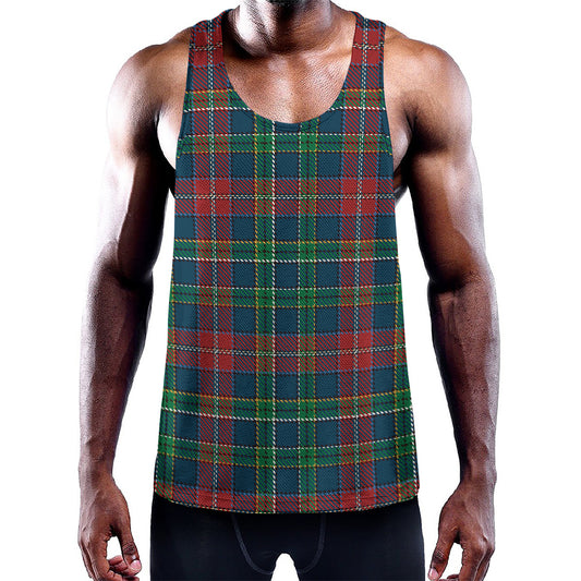 Blue Green And Red Scottish Plaid Print Training Tank Top