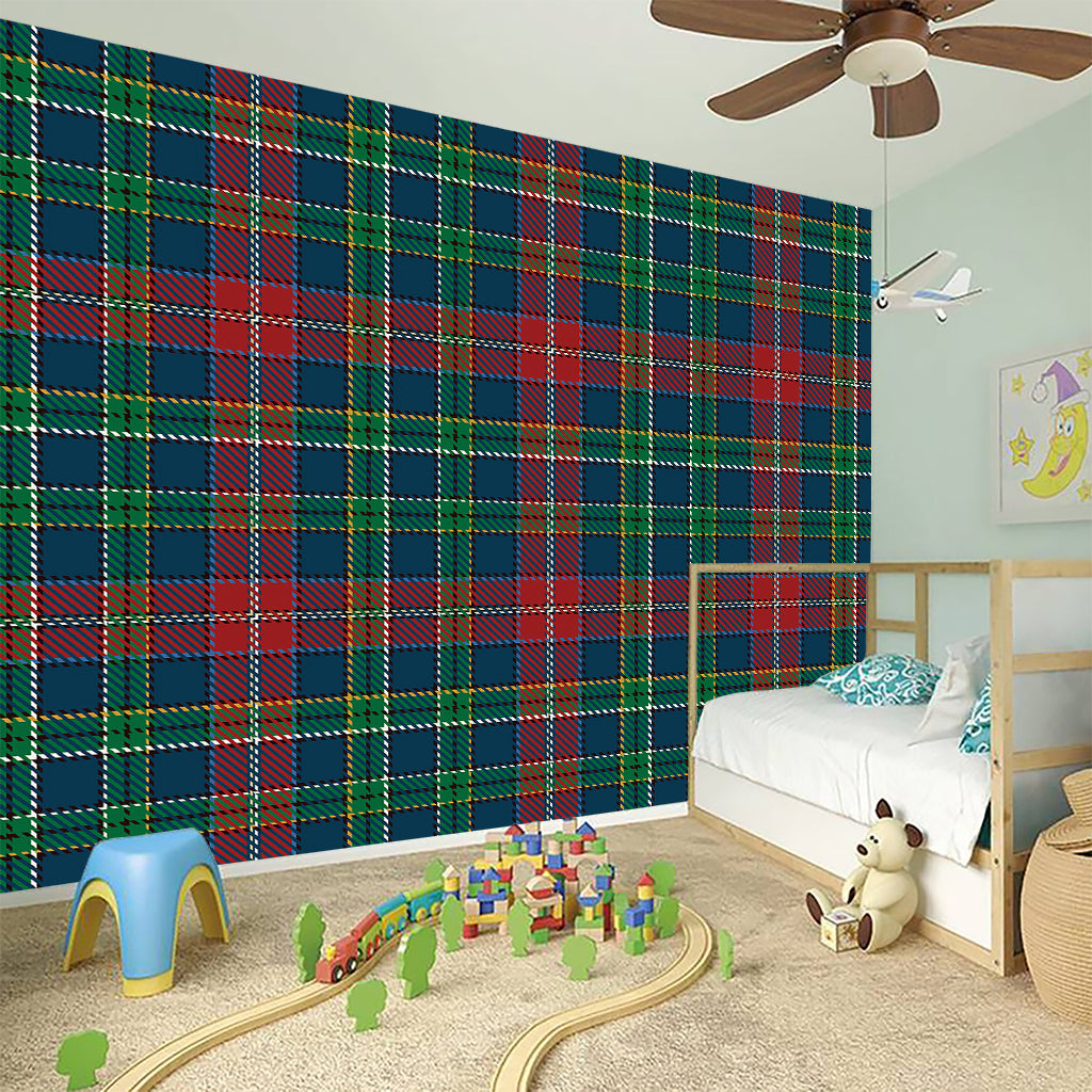 Blue Green And Red Scottish Plaid Print Wall Sticker