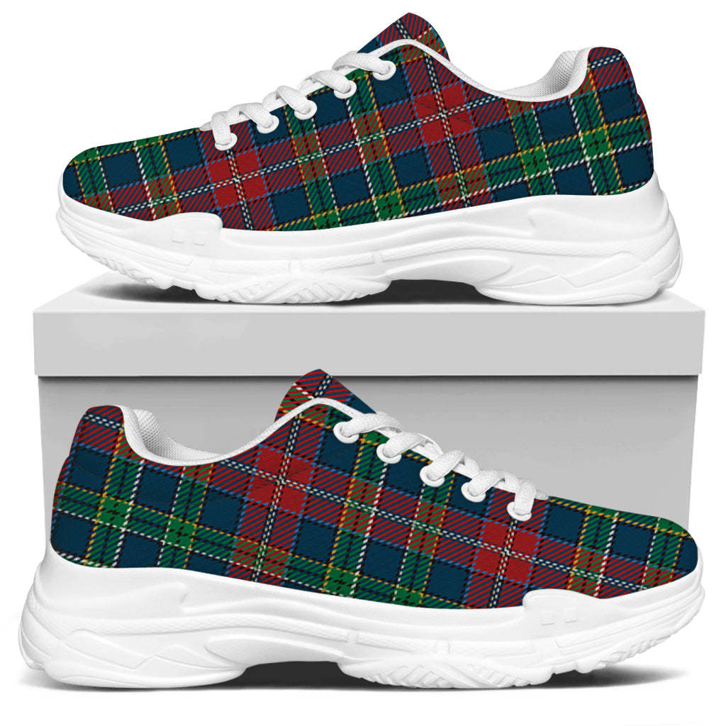 Blue Green And Red Scottish Plaid Print White Chunky Shoes