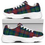 Blue Green And Red Scottish Plaid Print White Chunky Shoes