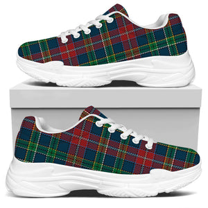 Blue Green And Red Scottish Plaid Print White Chunky Shoes