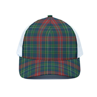 Blue Green And Red Scottish Plaid Print White Mesh Trucker Cap