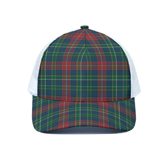 Blue Green And Red Scottish Plaid Print White Mesh Trucker Cap