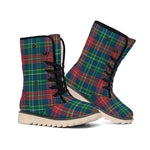 Blue Green And Red Scottish Plaid Print Winter Boots