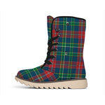 Blue Green And Red Scottish Plaid Print Winter Boots