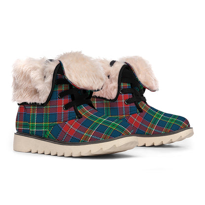 Blue Green And Red Scottish Plaid Print Winter Boots