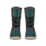 Blue Green And Red Scottish Plaid Print Winter Boots