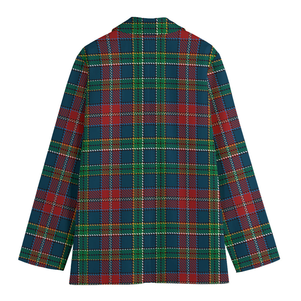 Blue Green And Red Scottish Plaid Print Women's Blazer