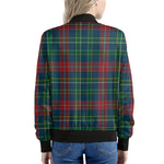 Blue Green And Red Scottish Plaid Print Women's Bomber Jacket
