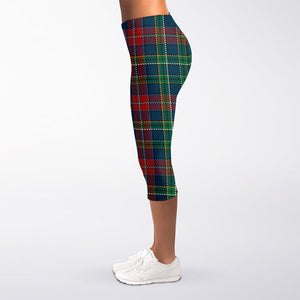 Blue Green And Red Scottish Plaid Print Women's Capri Leggings