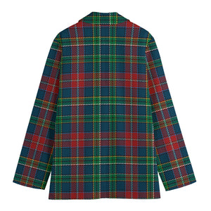 Blue Green And Red Scottish Plaid Print Women's Cotton Blazer