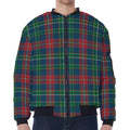Blue Green And Red Scottish Plaid Print Zip Sleeve Bomber Jacket