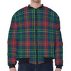 Blue Green And Red Scottish Plaid Print Zip Sleeve Bomber Jacket