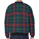 Blue Green And Red Scottish Plaid Print Zip Sleeve Bomber Jacket