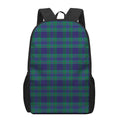 Blue Green And Red Tartan Pattern Print 17 Inch Backpack