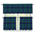 Blue Green And Red Tartan Pattern Print 3 Piece Kitchen Curtains