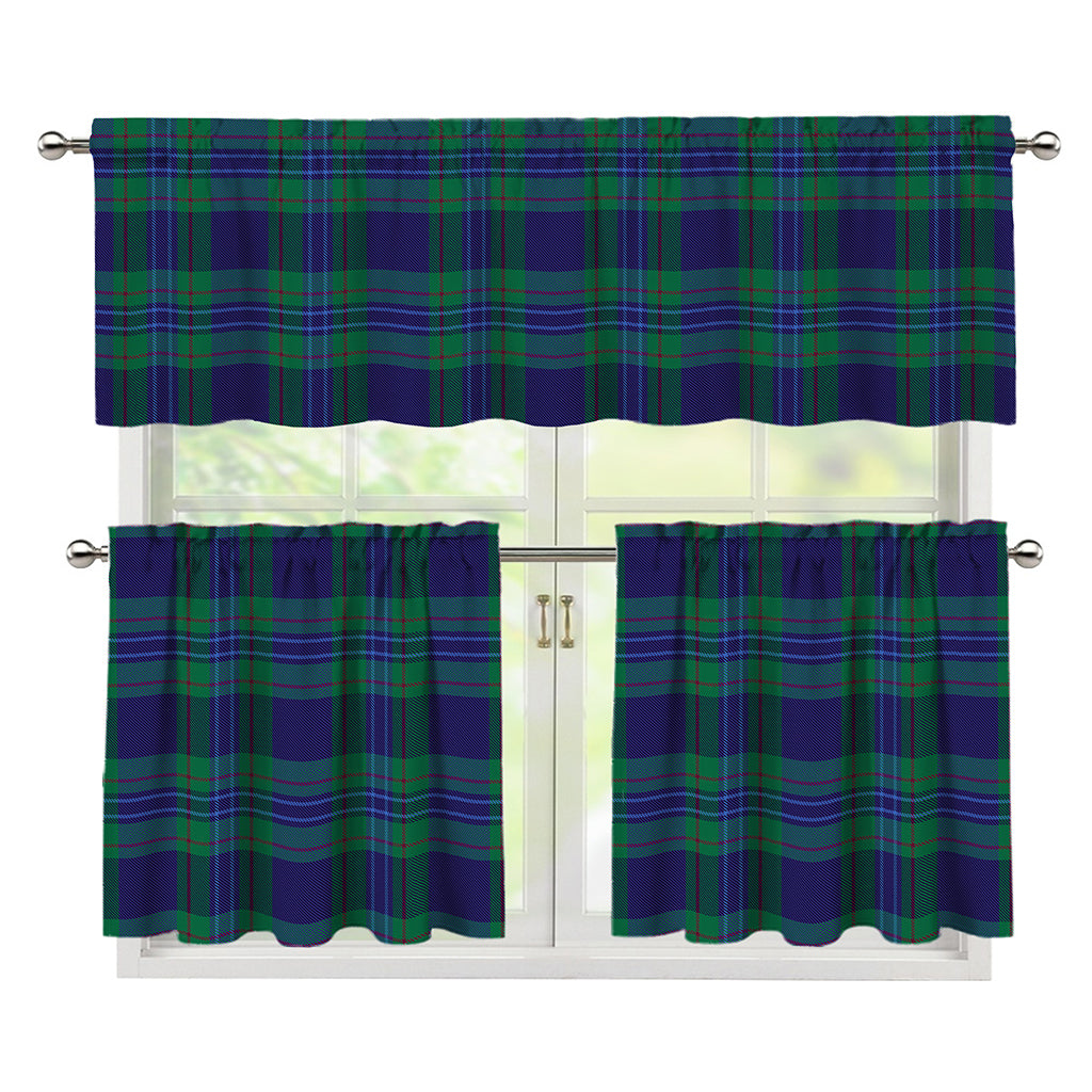Blue Green And Red Tartan Pattern Print 3 Piece Kitchen Curtains