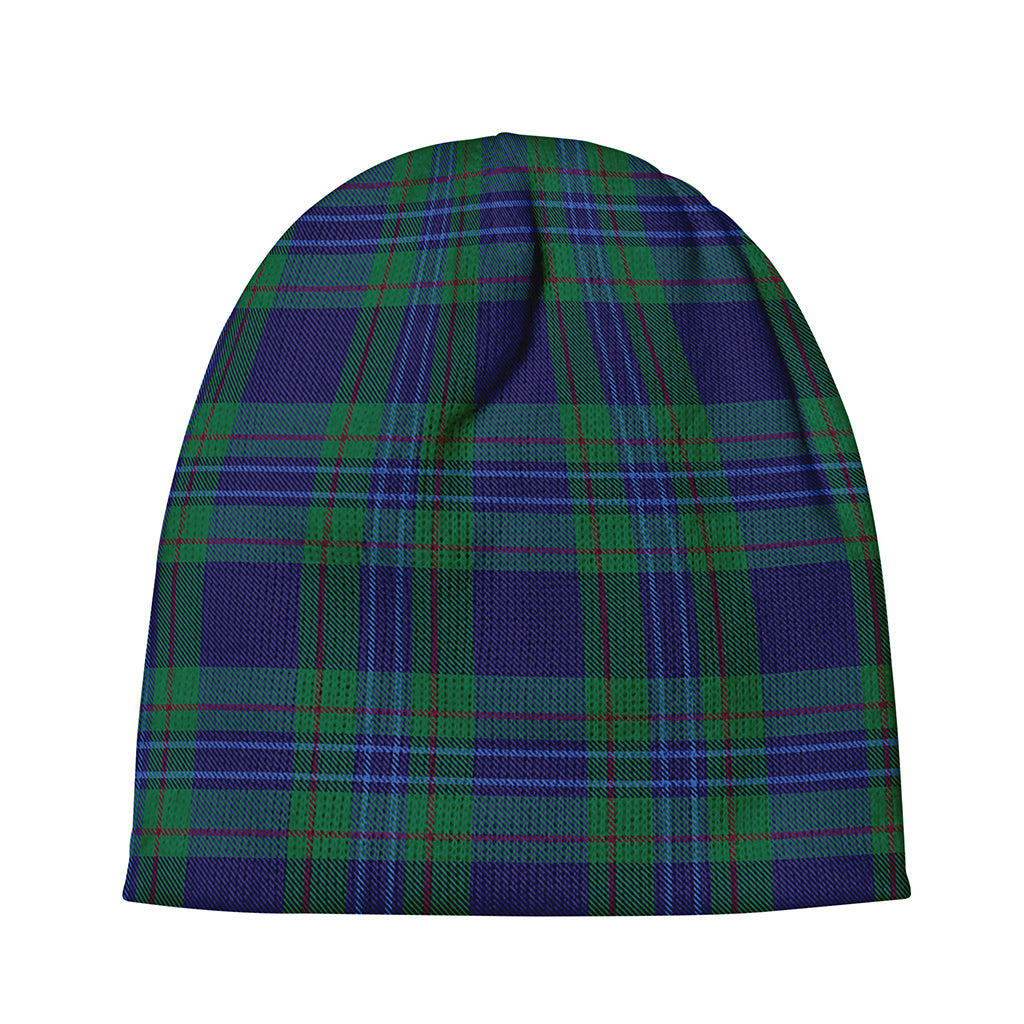 Blue Green And Red Tartan Pattern Print Beanie