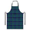 Blue Green And Red Tartan Pattern Print Bib Apron With Pocket
