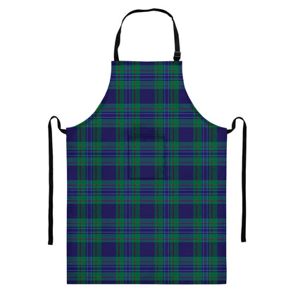 Blue Green And Red Tartan Pattern Print Bib Apron With Pocket