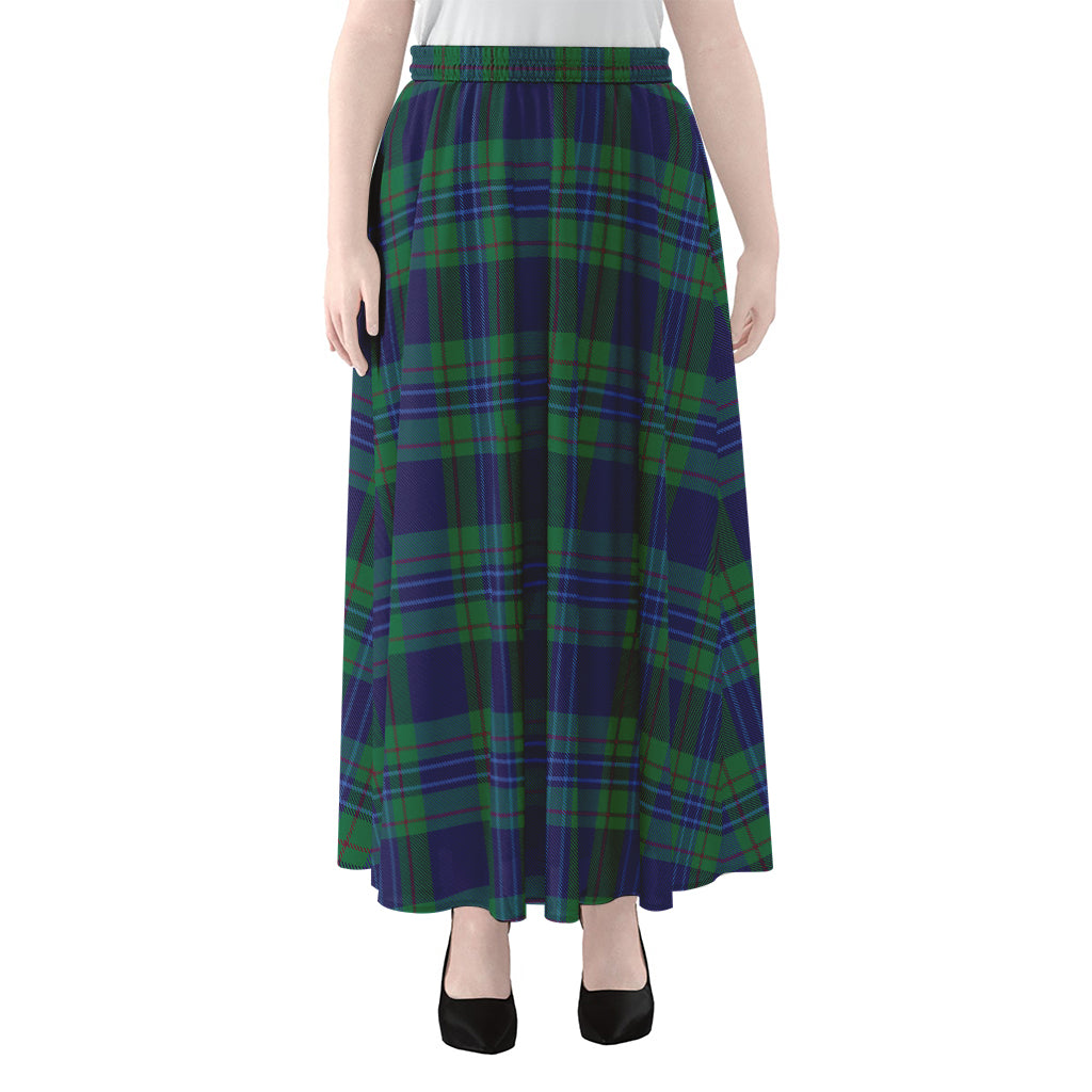 Blue Green And Red Tartan Pattern Print Chiffon Maxi Skirt