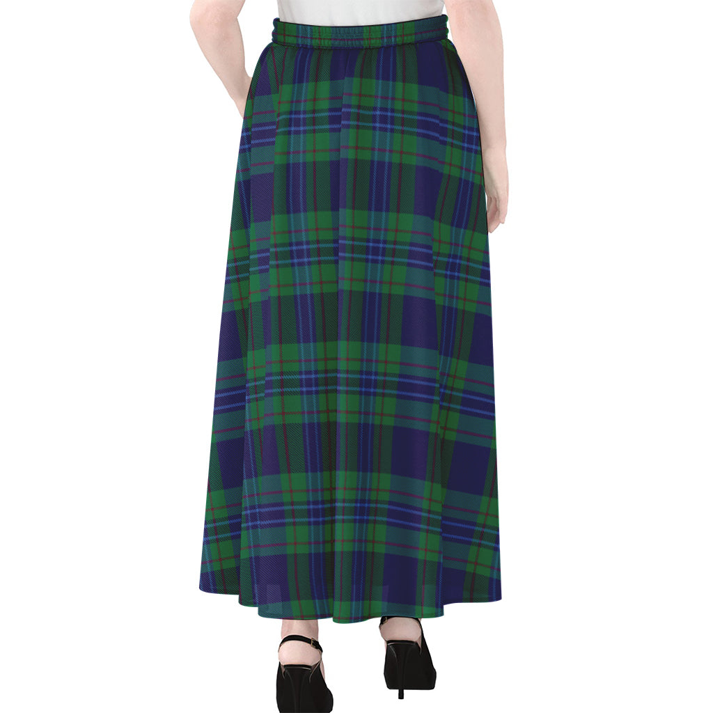 Blue Green And Red Tartan Pattern Print Chiffon Maxi Skirt