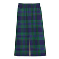 Blue Green And Red Tartan Pattern Print Cotton Front Slit Maxi Skirt