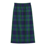 Blue Green And Red Tartan Pattern Print Cotton Front Slit Maxi Skirt