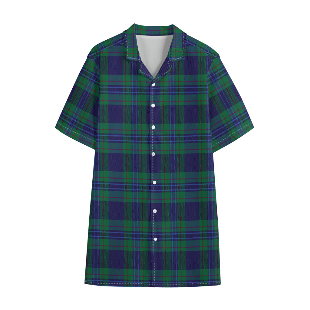 Blue Green And Red Tartan Pattern Print Cotton Hawaiian Shirt