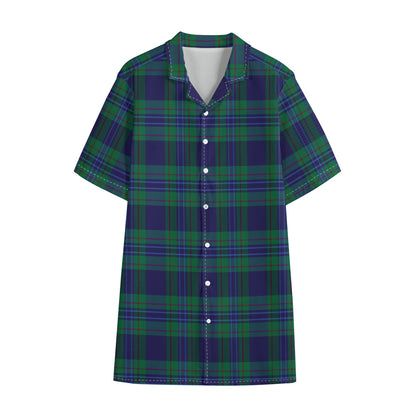 Blue Green And Red Tartan Pattern Print Cotton Hawaiian Shirt