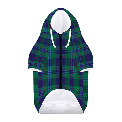 Blue Green And Red Tartan Pattern Print Dog Zip Up Hoodie