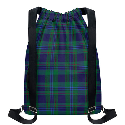 Blue Green And Red Tartan Pattern Print Drawstring Backpack