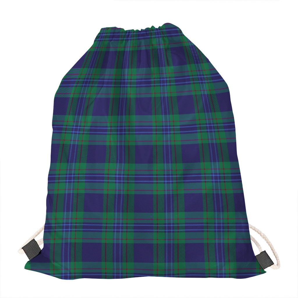 Blue Green And Red Tartan Pattern Print Drawstring Bag